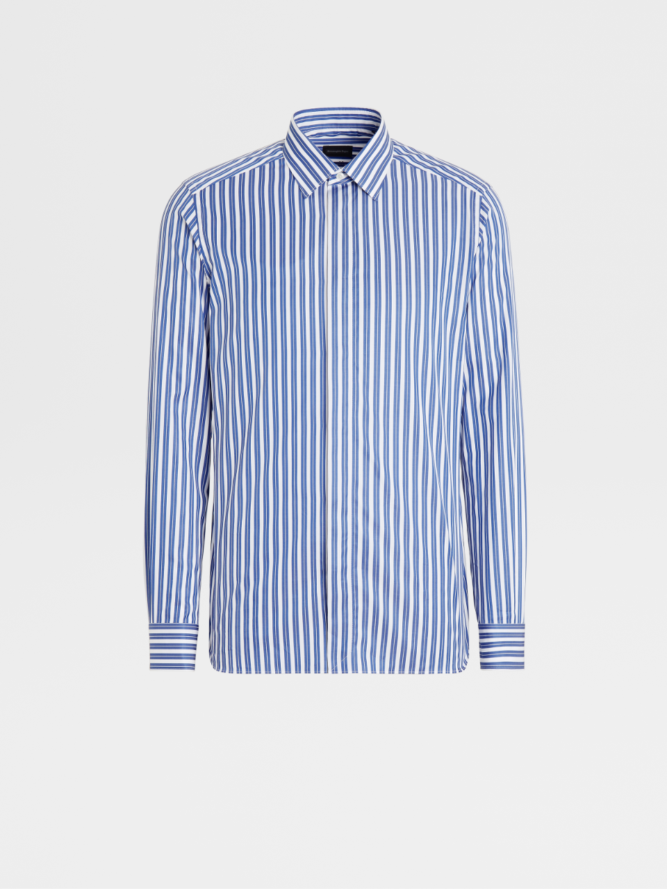 Micro-striped Ink Blue 100fili Cotton Tailoring Shirt, City Slim Fit